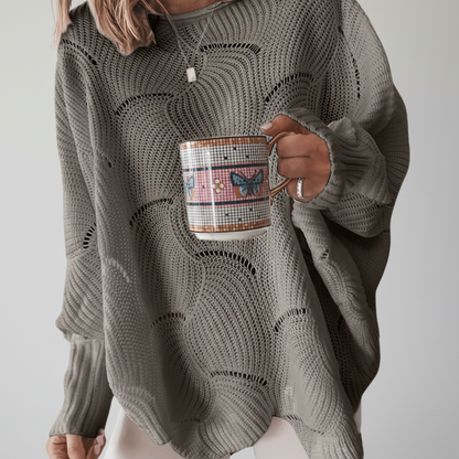 Alessandra | Maglione Donna Asimmetrico a Coste con Occhielli - Comfort Moderno