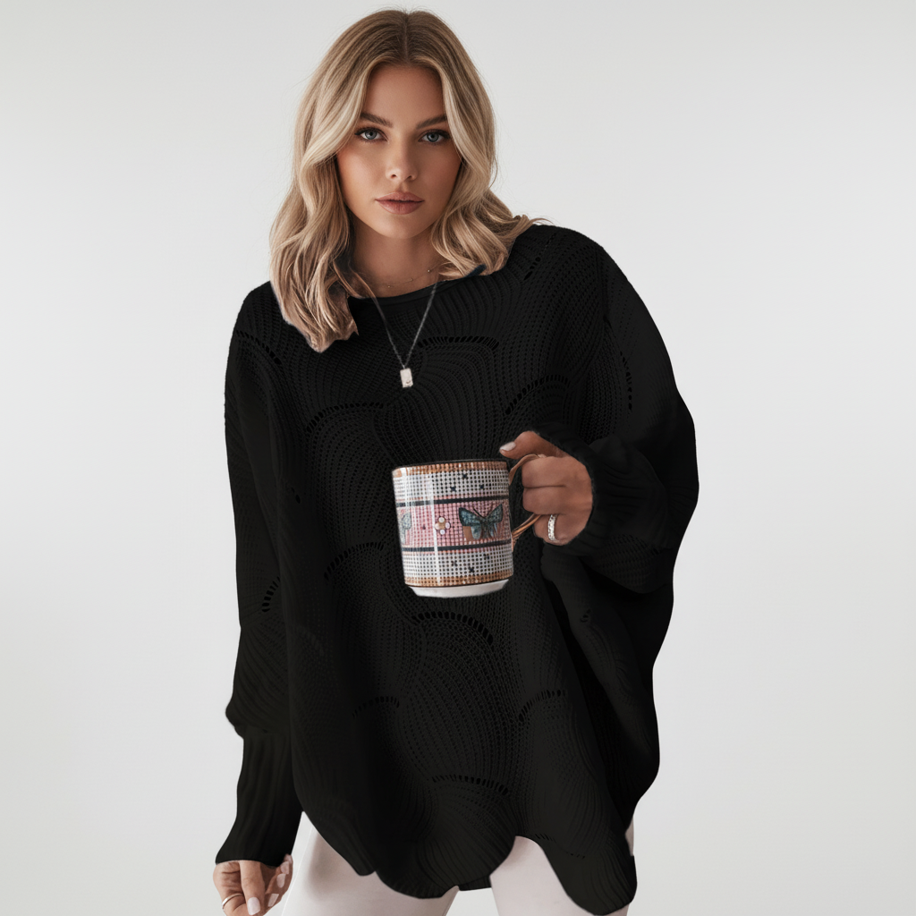 Alessandra | Maglione Donna Asimmetrico a Coste con Occhielli - Comfort Moderno