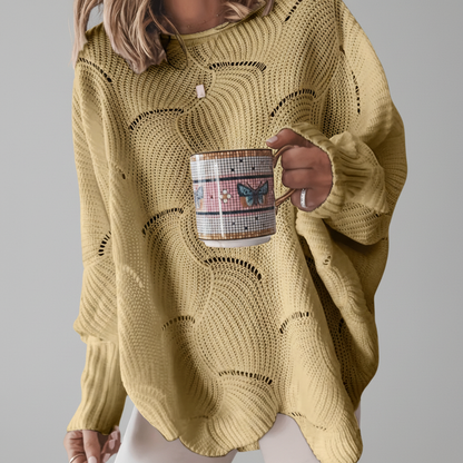 Alessandra | Maglione Donna Asimmetrico a Coste con Occhielli - Comfort Moderno