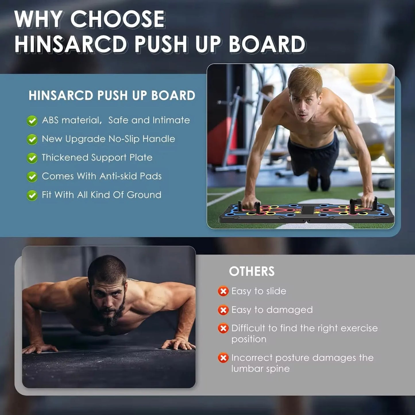 Attrezzatura Palestra | Set di Tavole Push-Up Pieghevoli con Manici Antiscivolo | Allenamento Efficace per Torace e Braccia 5