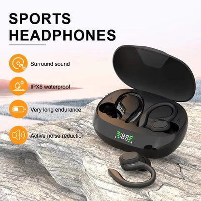 Auricolari Sportivi Wireless | HiFi Stereo con Design Impermeabile e Gancio per Orecchio | Perfetti per Allenamenti e Attività Outdoor