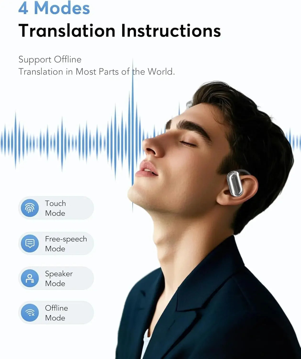 Auricolari Wireless Traduttore AI con Cancellazione del Rumore | Fino a 60 Ore di Ascolto per Comunicazioni Efficaci 4