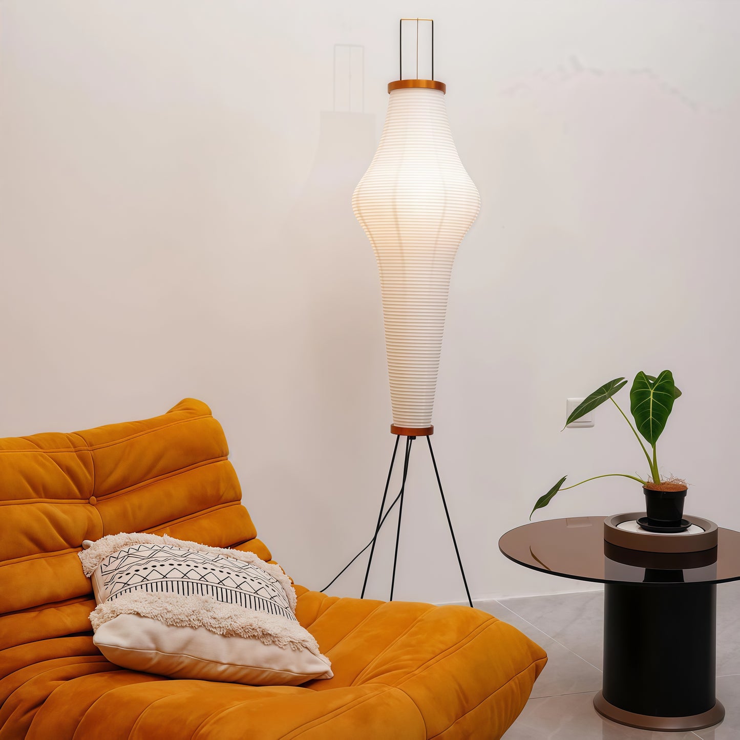 Minimalist Floor Lamp with Soft Paper Lampshade