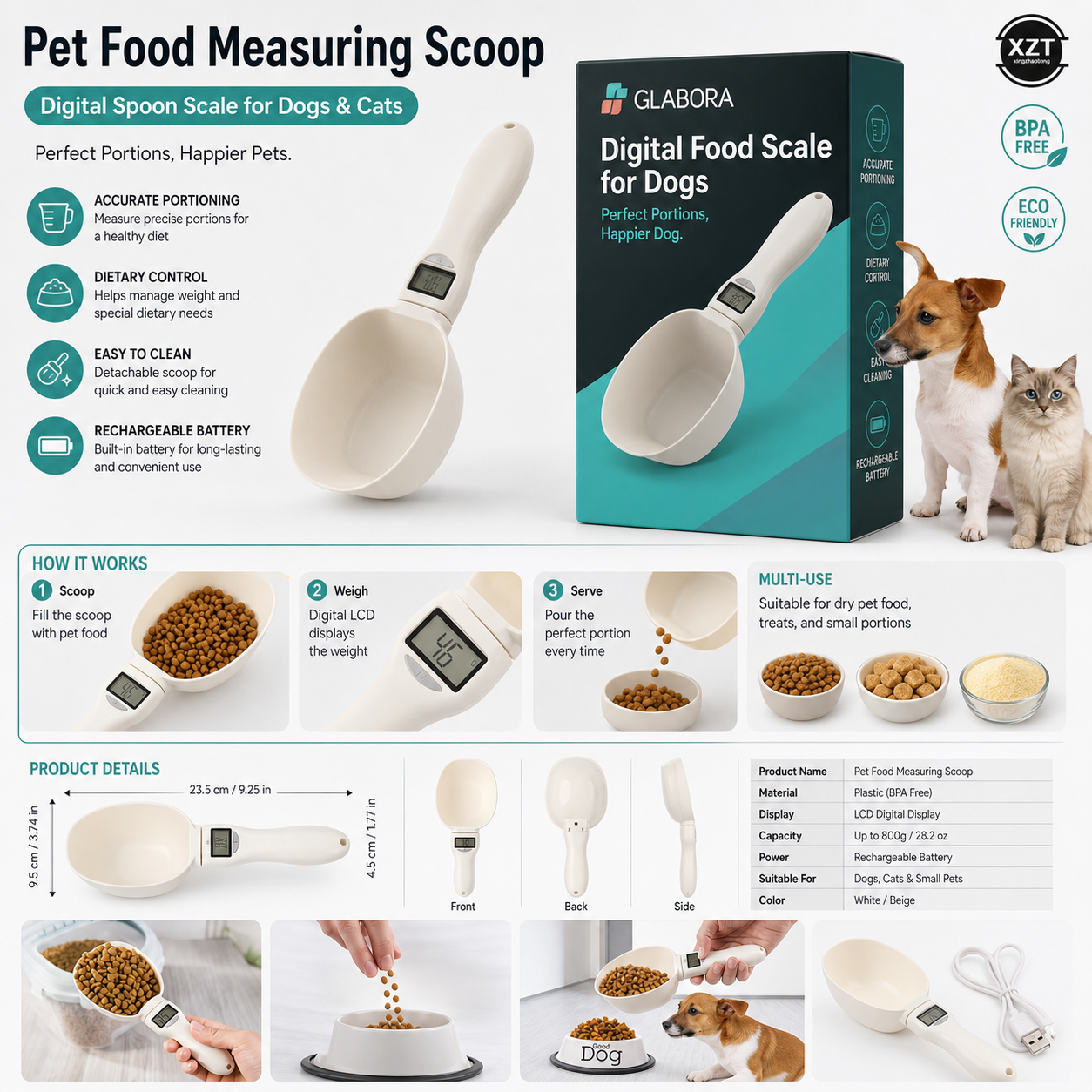 Glabora Kit Perdita Peso & Fitness per Cani 4-in-1 | Slow Feeder Puzzle, GPS Tracker, Set Agilità e Bilancia Digitale