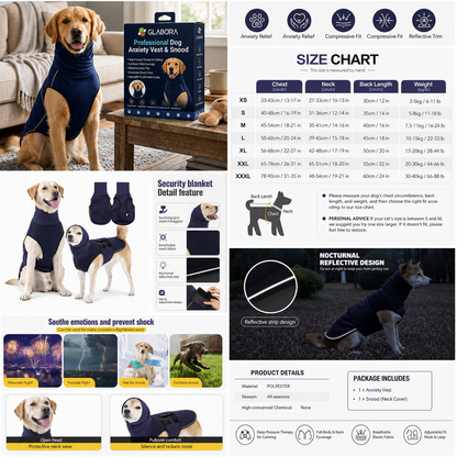 Glabora 4-in-1 Anti-Anxiety Dog Kit, Pressure Vest, Snuffle Mat, Lick Mat & Calming Spray, Stress Relief for Dogs