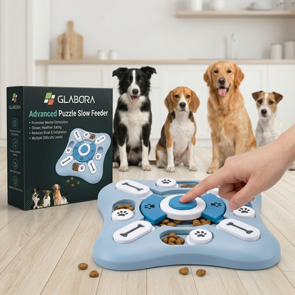 Glabora Kit Perdita Peso & Fitness per Cani 4-in-1 | Slow Feeder Puzzle, GPS Tracker, Set Agilità e Bilancia Digitale