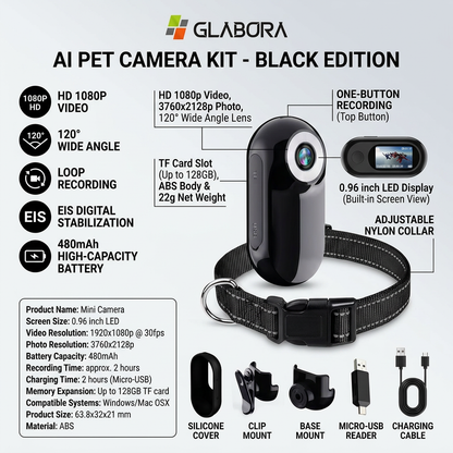 Glabora Smart Pet Care Kit 4-in-1 | AI CAMERA, INTERACTIVE LASER, GPS, AND AUTOMATIC FEEDER
