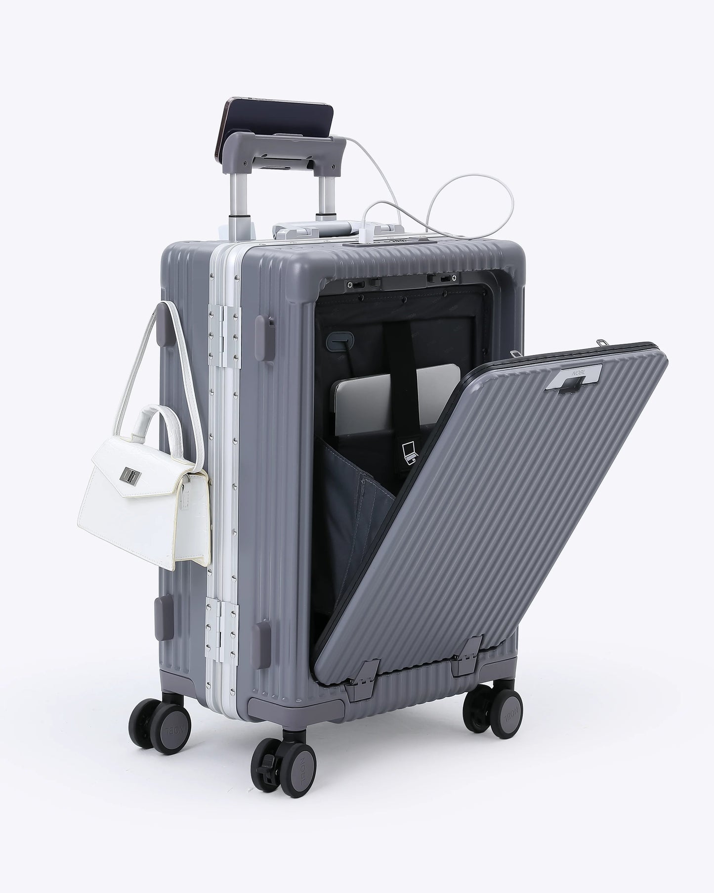 All-in-One Carry-On Luggage with USB Port and Laptop Pocket - Sleek Design for Comfortable Travel
