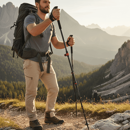 Foldable Carbon Fiber Trekking Poles with Ergonomic Handles | Lightweight and Durable for Adventurous Hikes