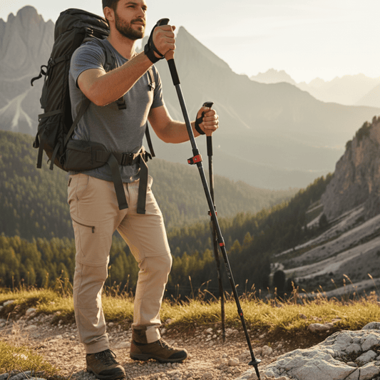Bastoncini Trekking Pieghevoli in Fibra di Carbonio con Impugnature Ergonomiche | Leggeri e Resistenti per Escursioni Avventurose