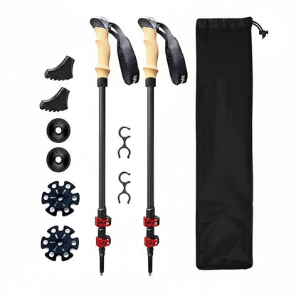 Foldable Carbon Fiber Trekking Poles with Ergonomic Handles | Lightweight and Durable for Adventurous Hikes