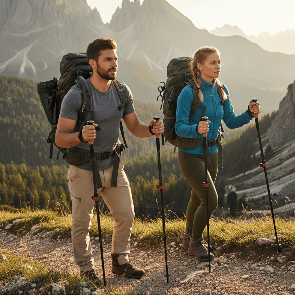 Foldable Carbon Fiber Trekking Poles with Ergonomic Handles | Lightweight and Durable for Adventurous Hikes