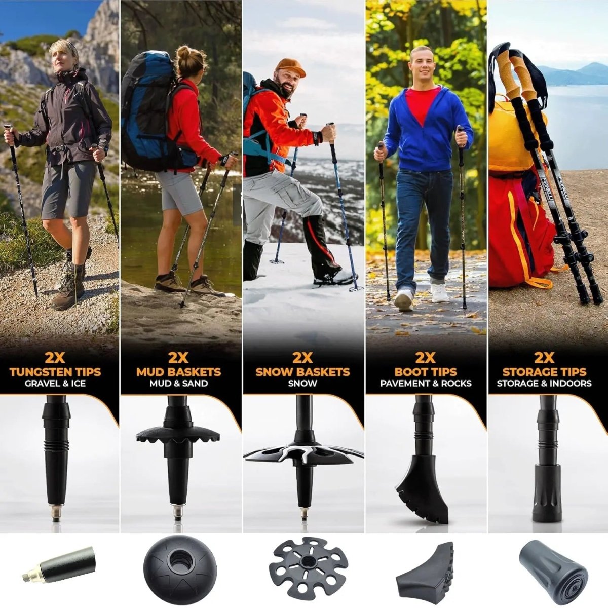 Foldable Carbon Fiber Trekking Poles with Ergonomic Handles | Lightweight and Durable for Adventurous Hikes