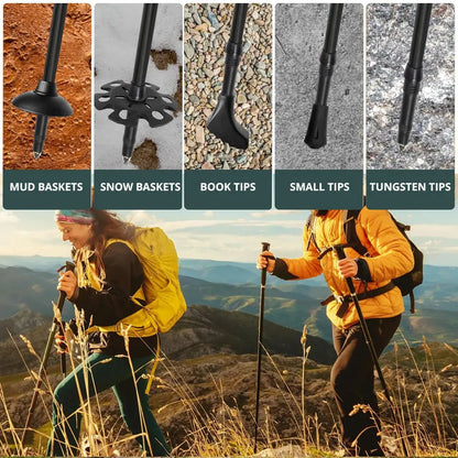Foldable Carbon Fiber Trekking Poles with Ergonomic Handles | Lightweight and Durable for Adventurous Hikes