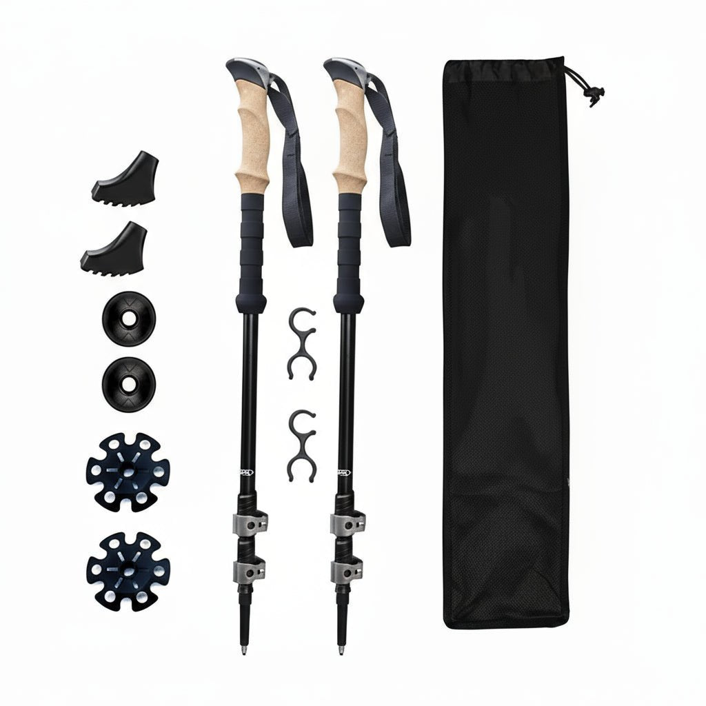 Foldable Carbon Fiber Trekking Poles with Ergonomic Handles | Lightweight and Durable for Adventurous Hikes