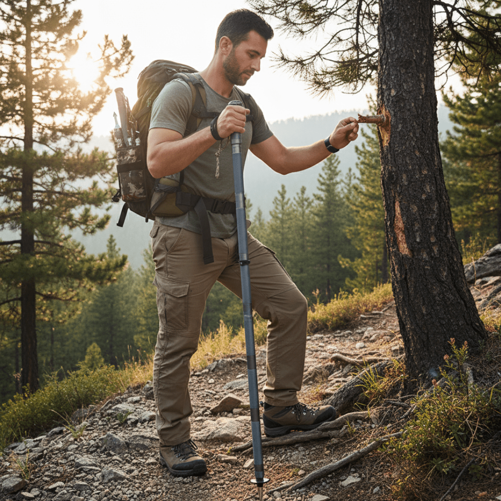 Stainless Steel Camping Poles with Ergonomic Grip | Lightweight and Adjustable for Stability and Comfort During Hikes