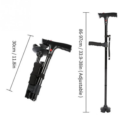 Bastone Anziani | Bastone Telescopico Pieghevole con LED e Allarme | Stabilità e Sicurezza per Passeggiate Sicure 2