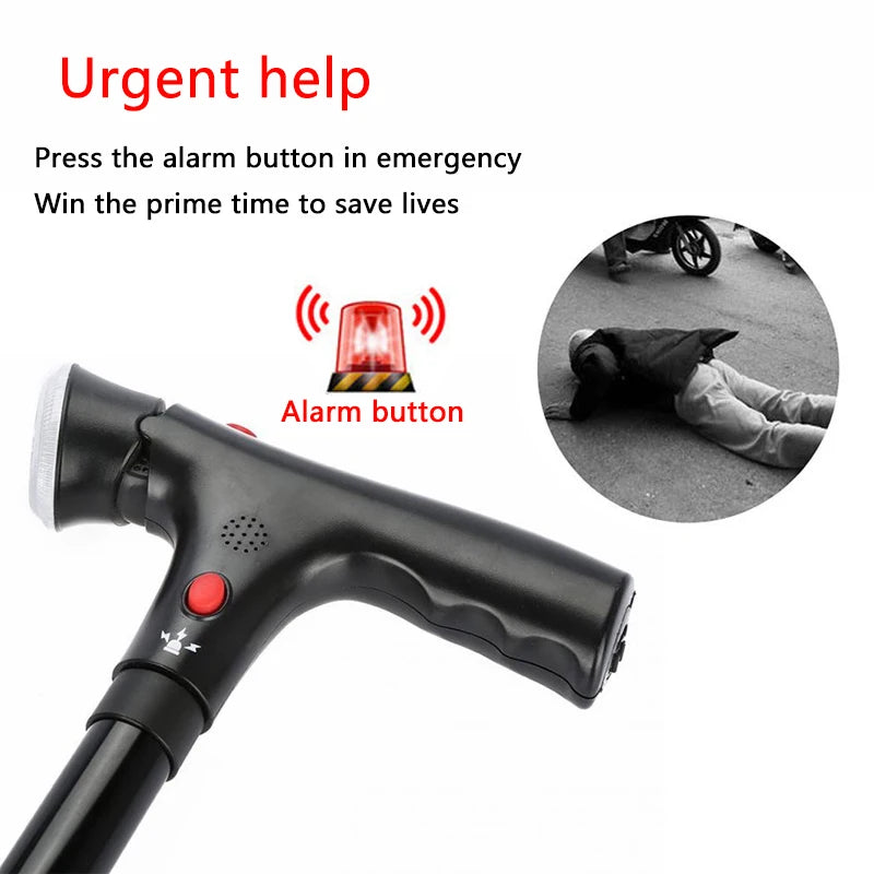 Bastone Anziani | Bastone Telescopico Pieghevole con LED e Allarme | Stabilità e Sicurezza per Passeggiate Sicure 3