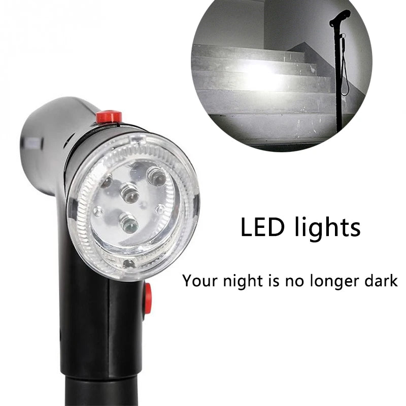 Bastone Anziani | Bastone Telescopico Pieghevole con LED e Allarme | Stabilità e Sicurezza per Passeggiate Sicure 4