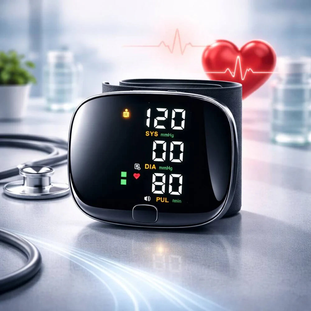Wrist Blood Pressure Monitor | LED Touchscreen with Voice Report | Dual Memory for Easy Blood Pressure Tracking