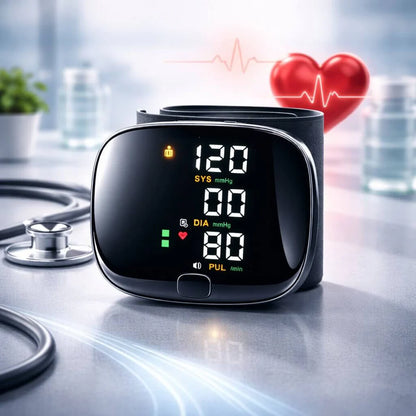 Wrist Blood Pressure Monitor | LED Touchscreen with Voice Report | Dual Memory for Easy Blood Pressure Tracking