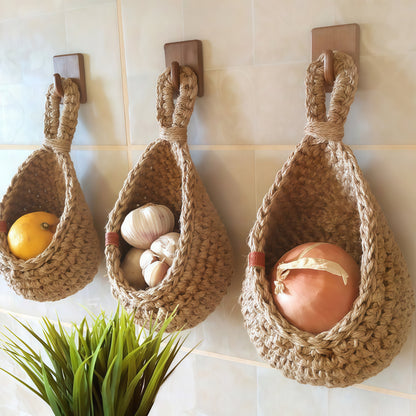 Hanging Storage Baskets in Hemp Rope