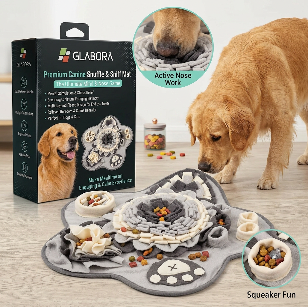 Glabora 4-in-1 Anti-Anxiety Dog Kit, Pressure Vest, Snuffle Mat, Lick Mat & Calming Spray, Stress Relief for Dogs