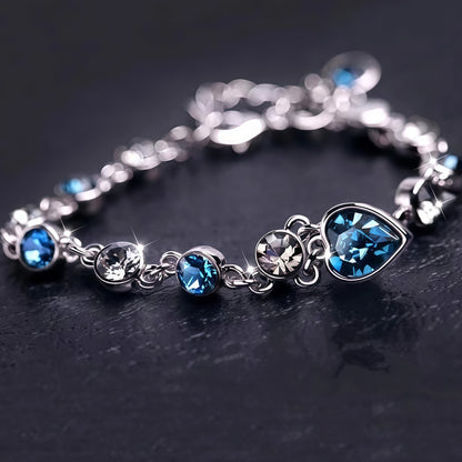 Women's Silver Bracelet with Blue Crystal