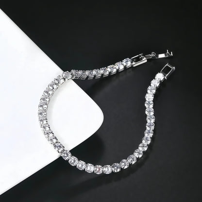 Unisex Tennis Bracelet Silver Elegant Style
