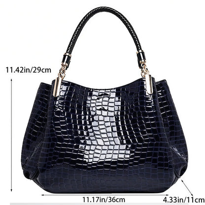 Women's Crocodile Shoulder Bag with Ample Space