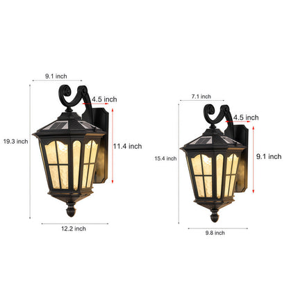 Vintage Outdoor Solar Wall Light in Black Aluminum