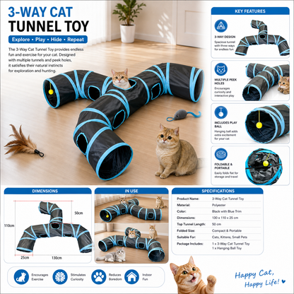 GLABORA KIT ARRICCHIMENTO GATTI 4-IN-1 | GIOCATTOLO AUTOMATICO, PUZZLE FEEDER, TIRAGRAFFI LETTO E TUNNEL MODULARE