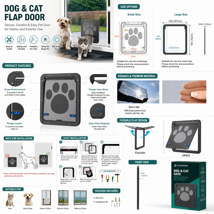 GLABORA KIT PASTI SERENI MULTI-ANIMALE 5-IN-1 | CIOTOLA RIALZATA GATTO, DISTRIBUTORE AUTOMATICO 2 PASTI, STAZIONE DOPPIA CIOTOLA, PORTA BASCULANTE E 10 KEYFOB RFID