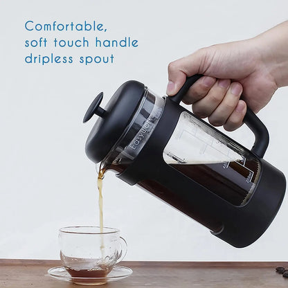 Caffettiera Francese in Vetro Borosilicato con Filtraggio a 4 Livelli | Design Ergonomico per Infusi Perfetti 3