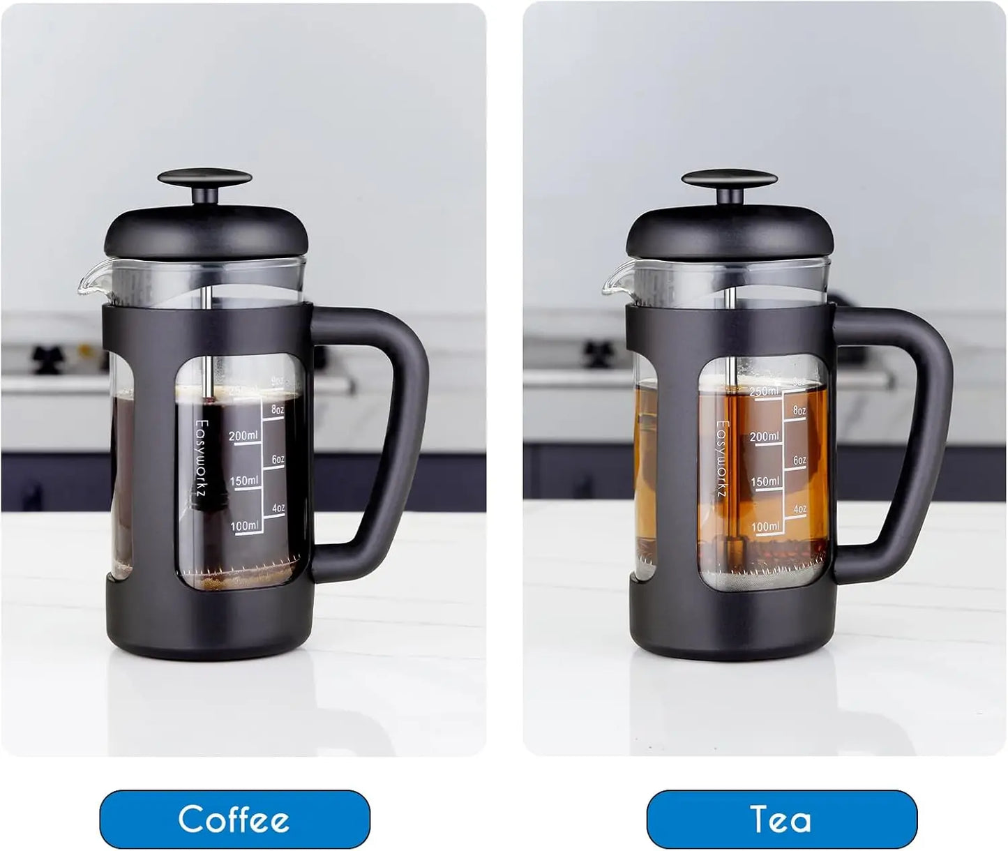 Caffettiera Francese in Vetro Borosilicato con Filtraggio a 4 Livelli | Design Ergonomico per Infusi Perfetti 4
