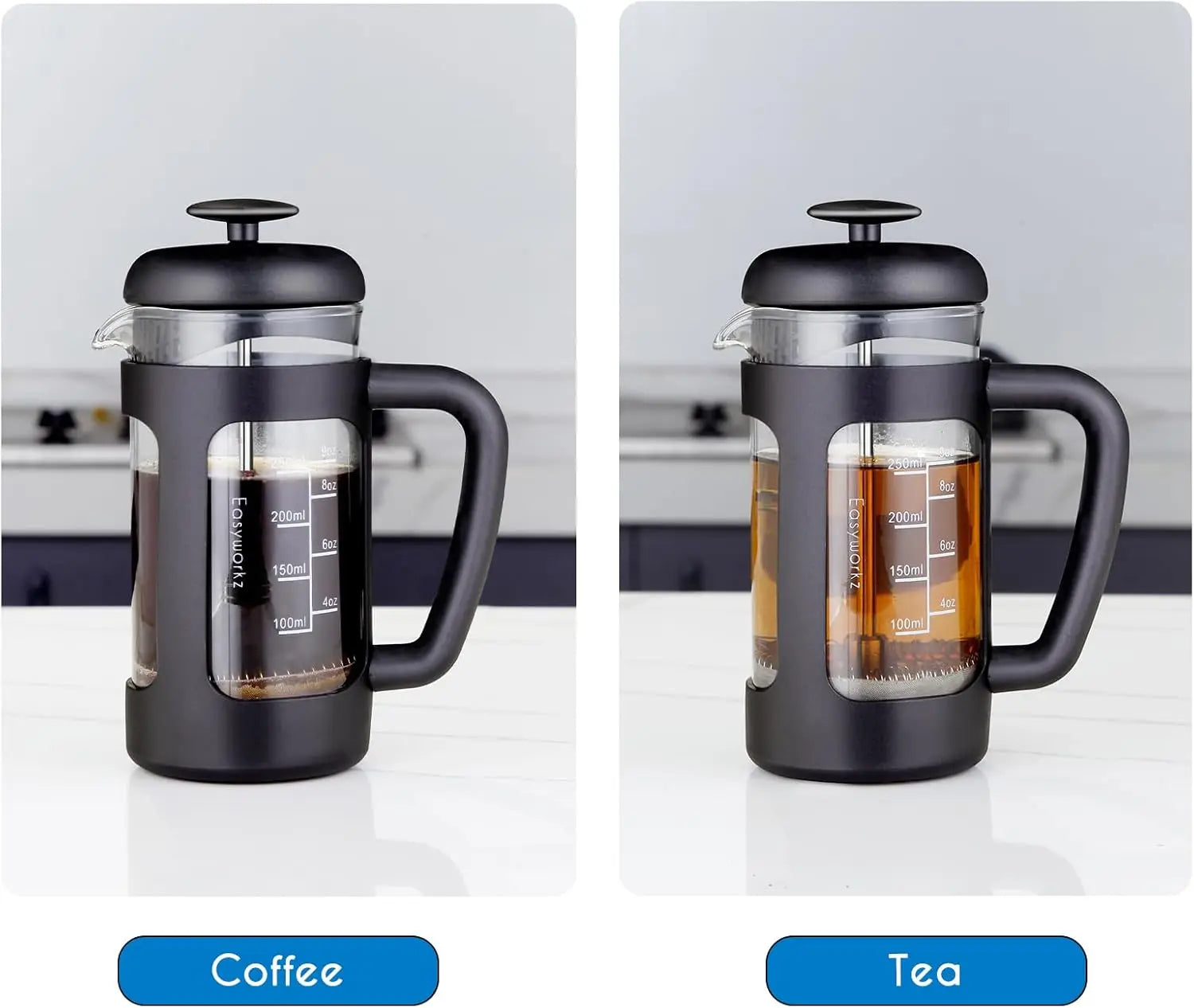 Caffettiera Francese in Vetro Borosilicato con Filtraggio a 4 Livelli | Design Ergonomico per Infusi Perfetti 4