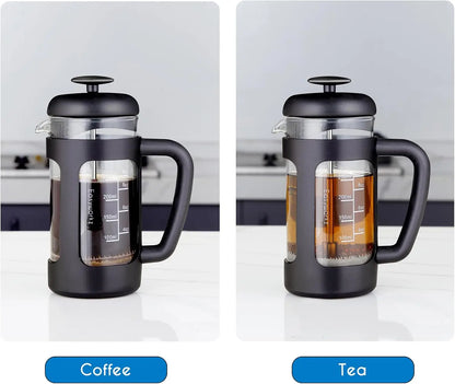 Caffettiera Francese in Vetro Borosilicato con Filtraggio a 4 Livelli | Design Ergonomico per Infusi Perfetti 4