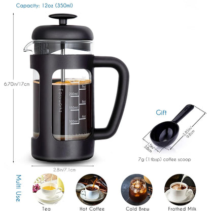 Caffettiera Francese in Vetro Borosilicato con Filtraggio a 4 Livelli | Design Ergonomico per Infusi Perfetti 5