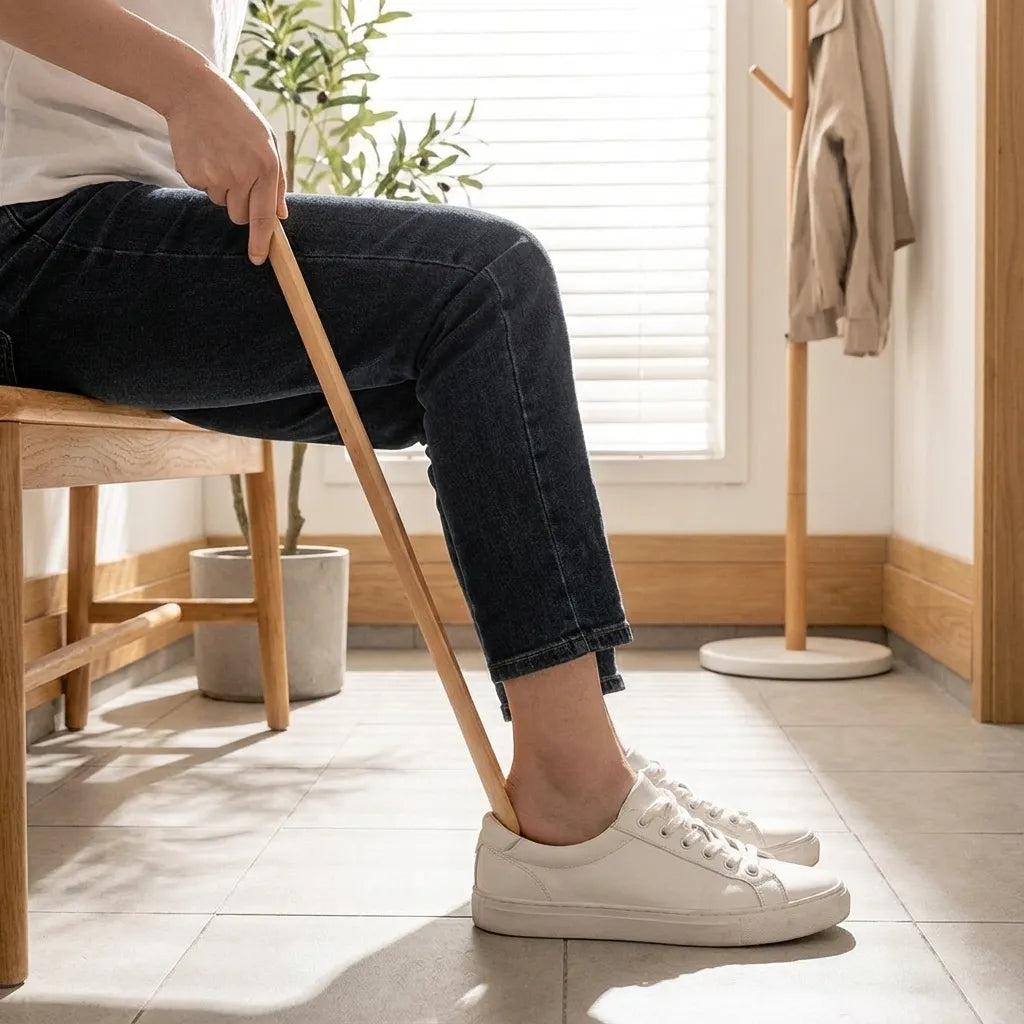 Calzascarpe Lungo in Legno di Faggio con Supporto Magnetico - Accessorio Ergonomico per Indossare Scarpe Senza Sforzo 7
