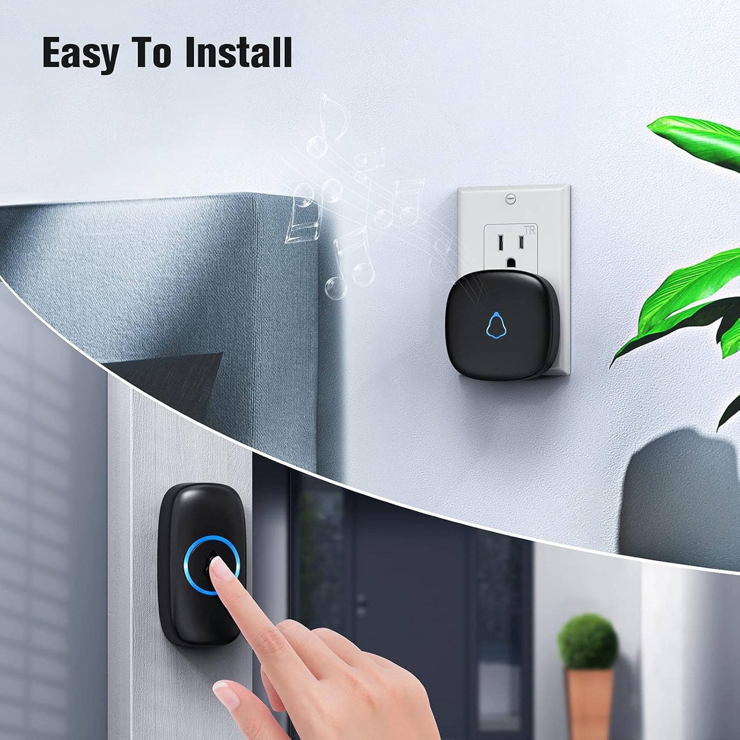 Wireless Outdoor Doorbell with 58 Sounds and IP55 Waterproof | Easy Installation for Enhanced Security