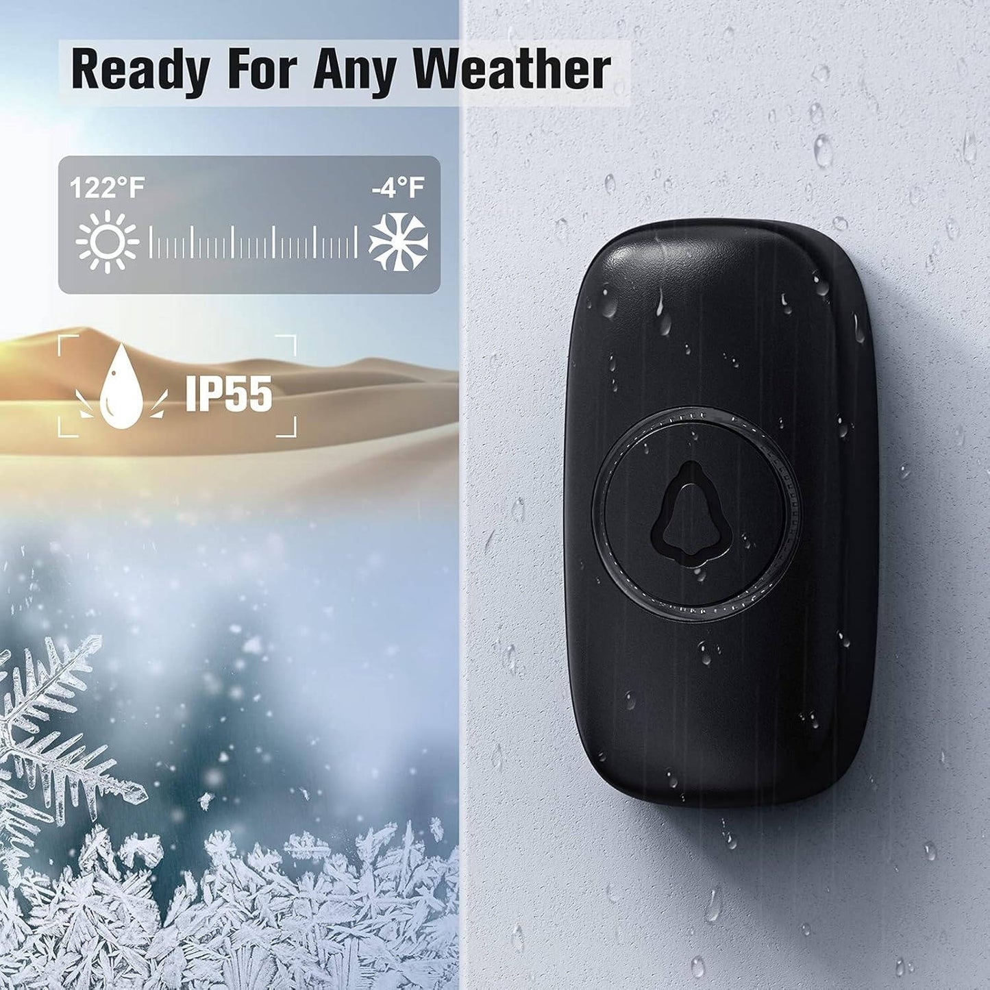 Wireless Outdoor Doorbell with 58 Sounds and IP55 Waterproof | Easy Installation for Enhanced Security