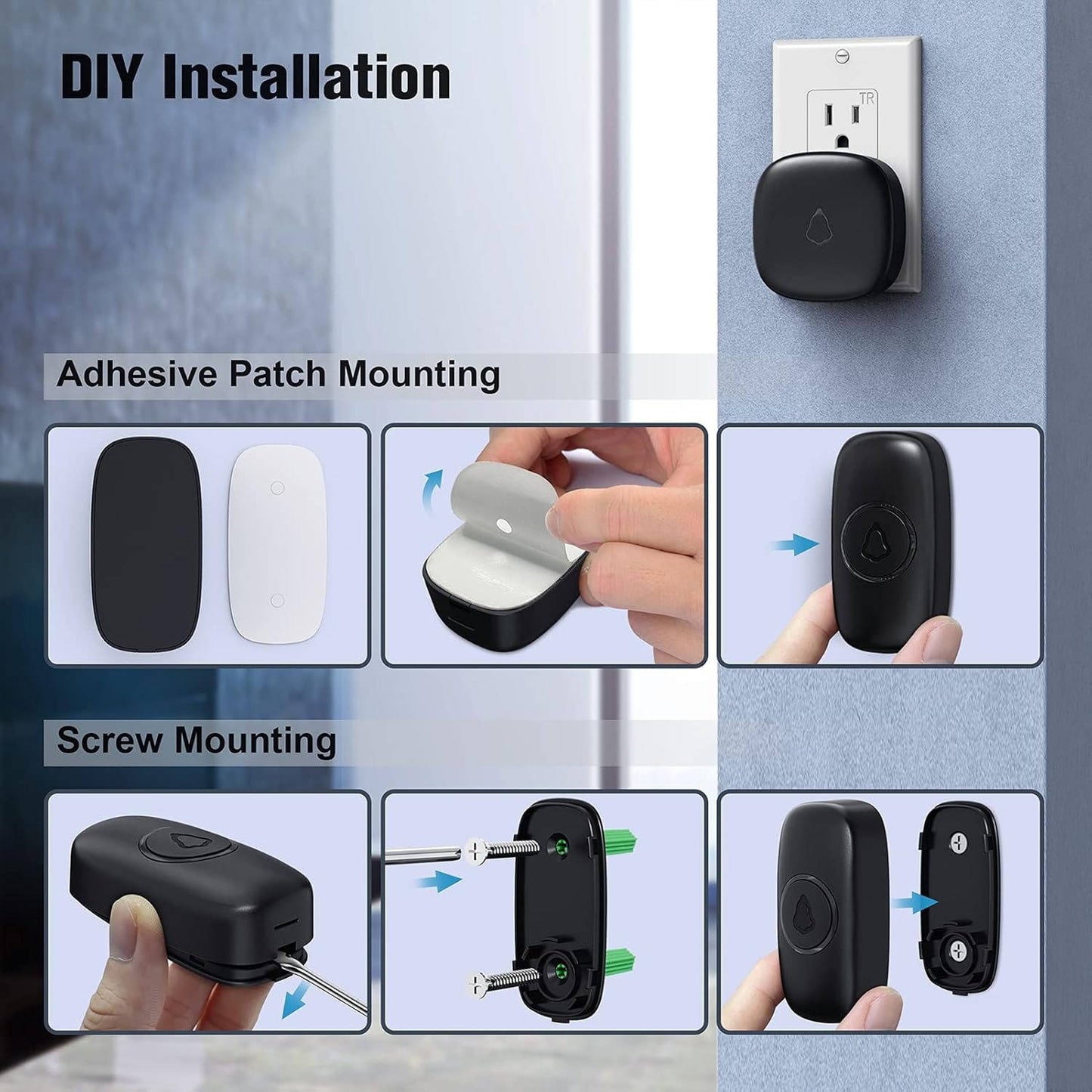 Wireless Outdoor Doorbell with 58 Sounds and IP55 Waterproof | Easy Installation for Enhanced Security