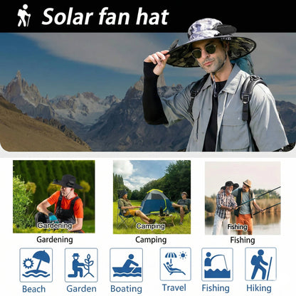 Sun Hat with Solar Fans and UPF 50+ UV Protection for Outdoor Comfort