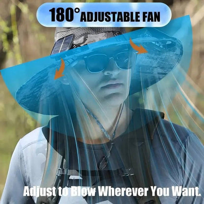 Sun Hat with Solar Fans and UPF 50+ UV Protection for Outdoor Comfort