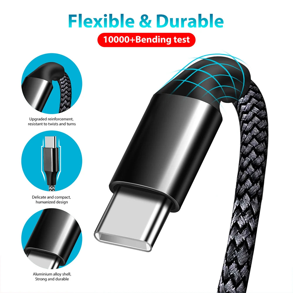 Cavo Tipo C | Cavo di Ricarica Rapida 60W per Smartphone e Tablet | Flessibile da 3m a 10m per Versatilità e Comfort 1