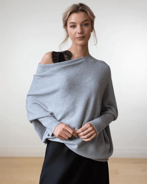 Celeste | Women's Asymmetrical Knit Poncho Top - Day-to-Night Appeal