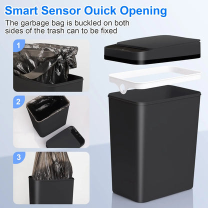 Cestino Automatico | 12 Litri con Sensore di Movimento e Design Compatto | Ideale per Spazi Ristretti 3
