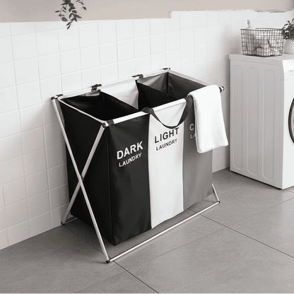 3-Compartment Foldable Laundry Basket | Efficient Organization for Laundry