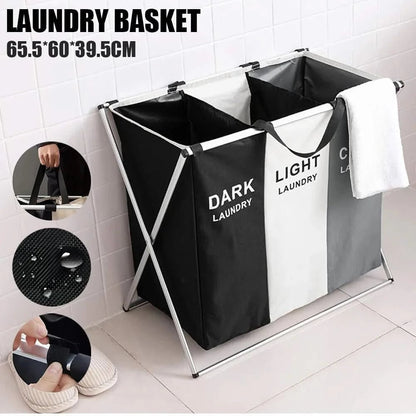 3-Compartment Foldable Laundry Basket | Efficient Organization for Laundry