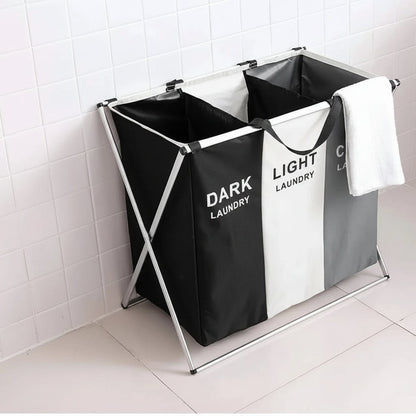 3-Compartment Foldable Laundry Basket | Efficient Organization for Laundry